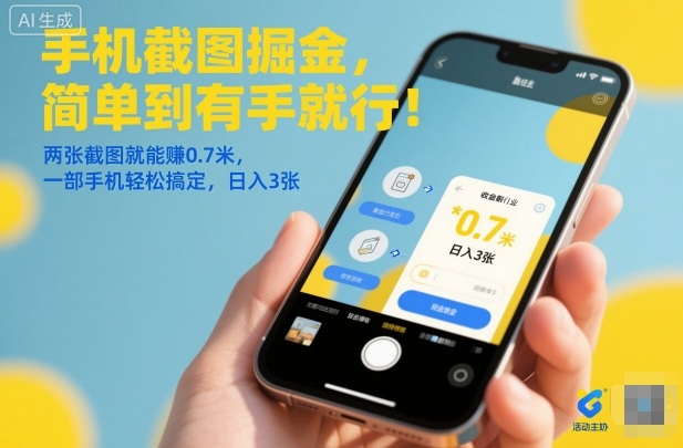 手机截图掘金，简单到有手就行！两张截图就能賺0.7米，一部手机轻松搞定，日入3张【揭秘】-副业吧