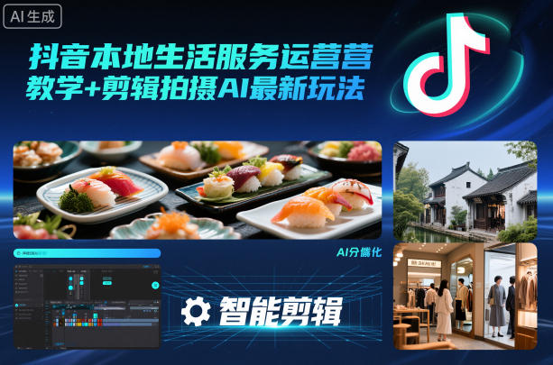 抖音本地生活服务运营教学+剪辑拍摄AI最新玩法-副业吧