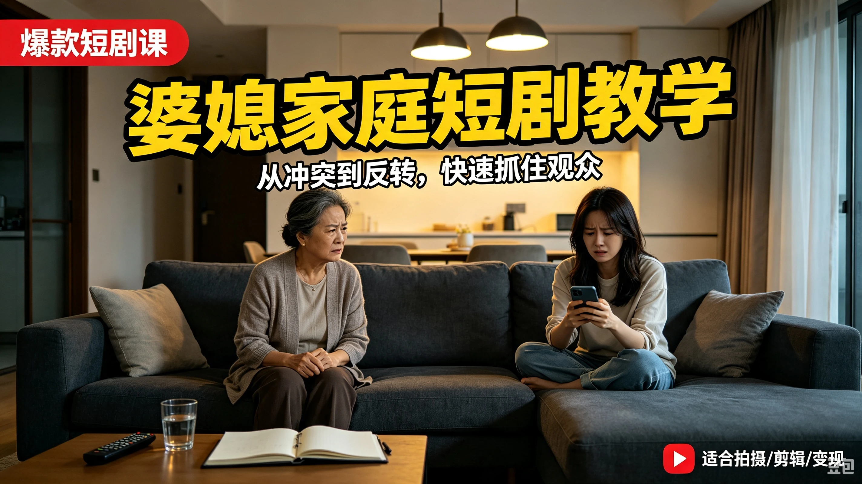 【精】婆媳家庭AI短剧全套教学丨起号快,热门吸引女性粉丝,商单广告、橱窗带货、收徒裂变、伙伴分成等-副业吧