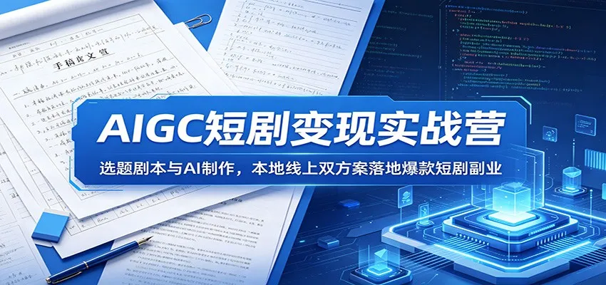 AIGC短剧变现实战营:选题剧本与AI制作,本地线上双方案落地爆款短剧副业-副业吧