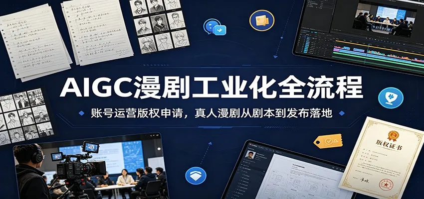 AIGC漫剧工业化全流程:账号运营版权申请,真人漫剧从剧本到发布落地-副业吧
