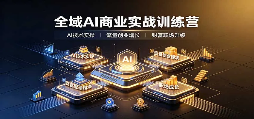 全域AI商业实战训练营：涵盖AI技术实操、流量创业、财富管理与职场成长全体系内容-副业吧
