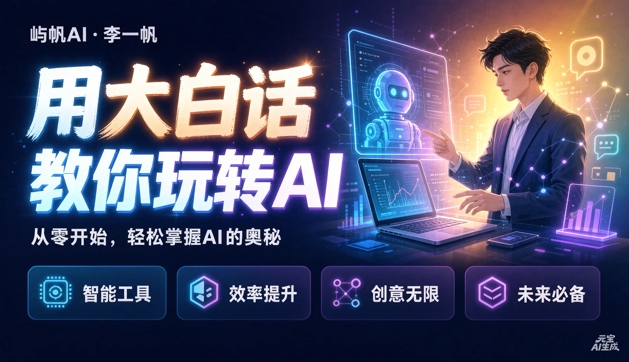 【精】屿帆AI·李一帆-用大白话教你玩转AI,从短剧漫剧到动画制作,零基础也能掌握爆款内容创作与变现全流程-副业吧