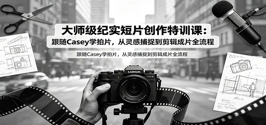 大师级纪实短片创作特训课:跟随Casey学拍片,从灵感捕捉到剪辑成片全流程-副业吧