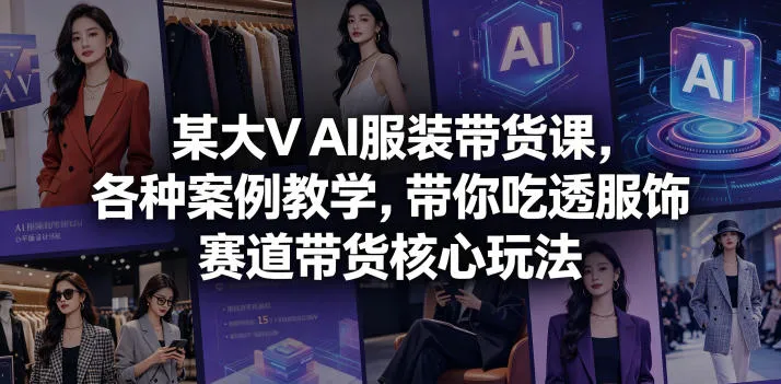 某大V AI服装带货课,各种案例教学,带你吃透服饰赛道带货核心玩法-副业吧