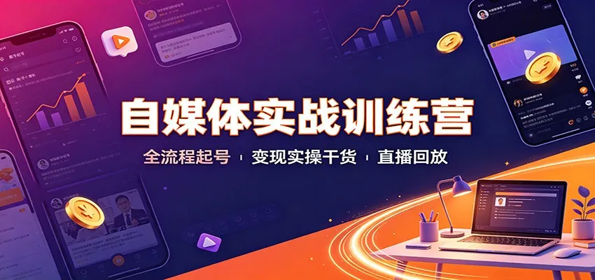 自媒体实战训练营:全流程起号变现实操干货直播回放-副业吧