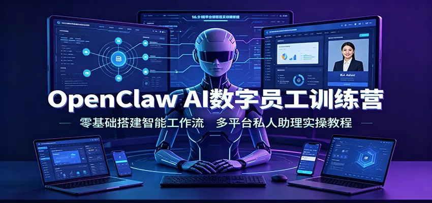OpenClaw AI数字员工训练营:零基础搭建智能工作流,多平台私人助理实操教程-副业吧