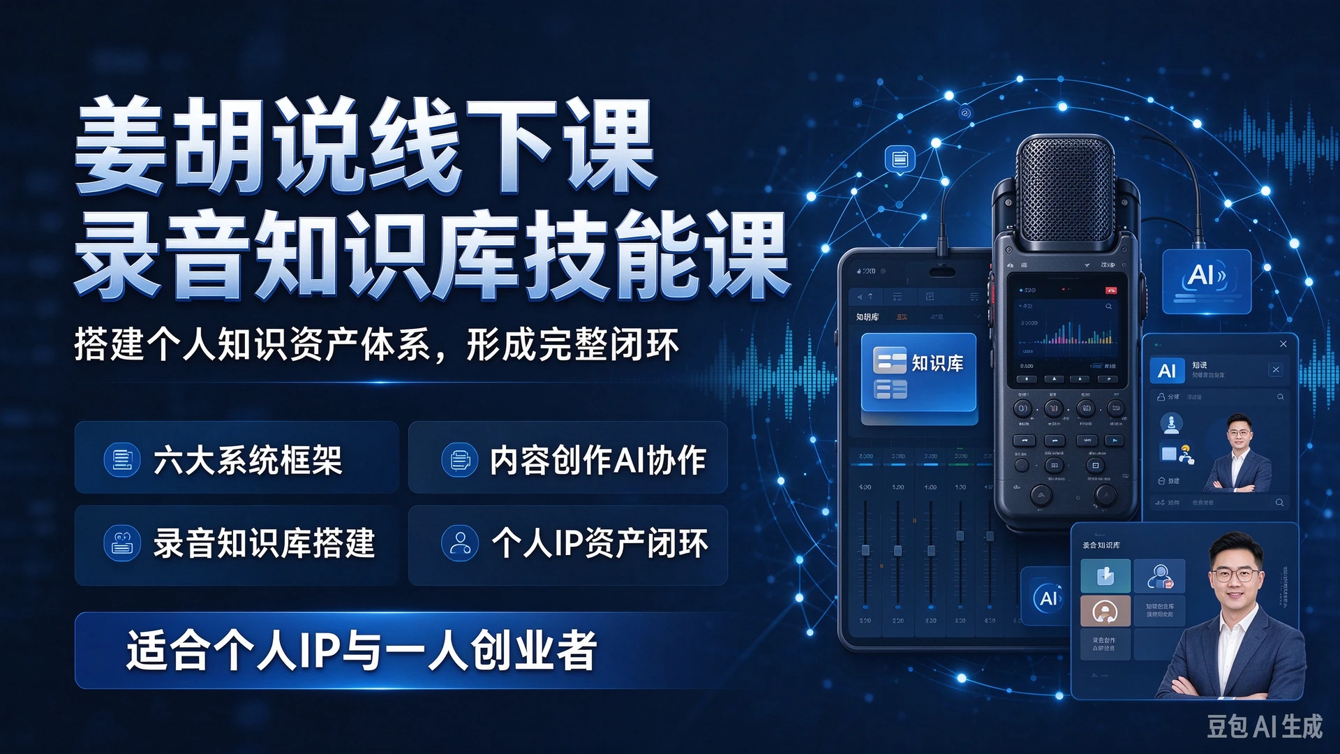 姜胡说线下课录音知识库技能课,带你学习六大系统框架与内容创作AI协作方法,搭建个人知识资产体系,适合个人IP与一人创业者的完整闭环-副业吧