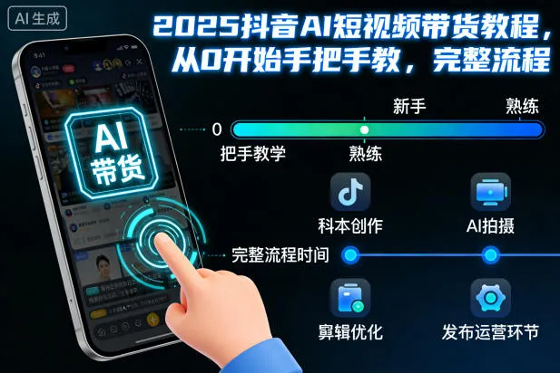 2025抖音AI短视频带货教程，从0开始手把手教，完整流程-副业吧