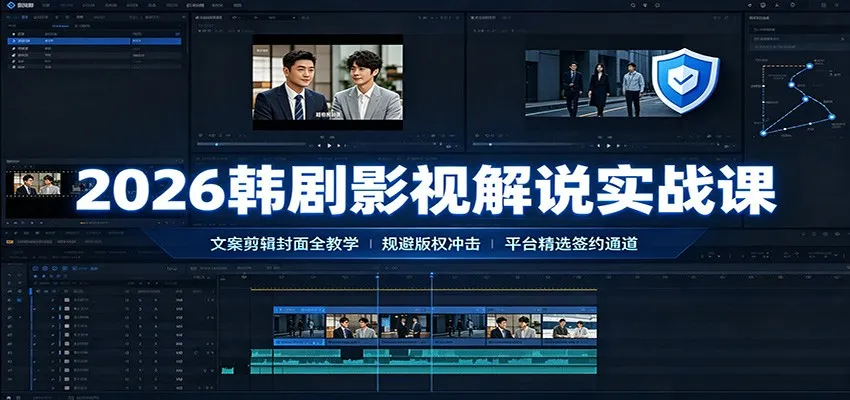 2026韩剧影视解说实战课:文案剪辑封面全教学,规避版权冲击平台精选签约通道-副业吧