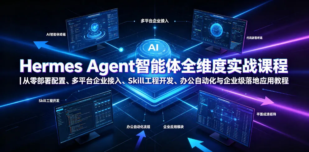 Hermes Agent智能体全维度实战课程|从零部署配置、多平台企业接入、Skill工程开发、办公自动化与企业级落地应用教程-副业吧