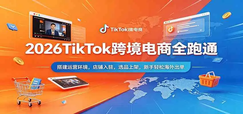 2026TikTok跨境电商全跑通：搭建运营环境，店铺入驻，选品上架，新手轻松海外出单-副业吧