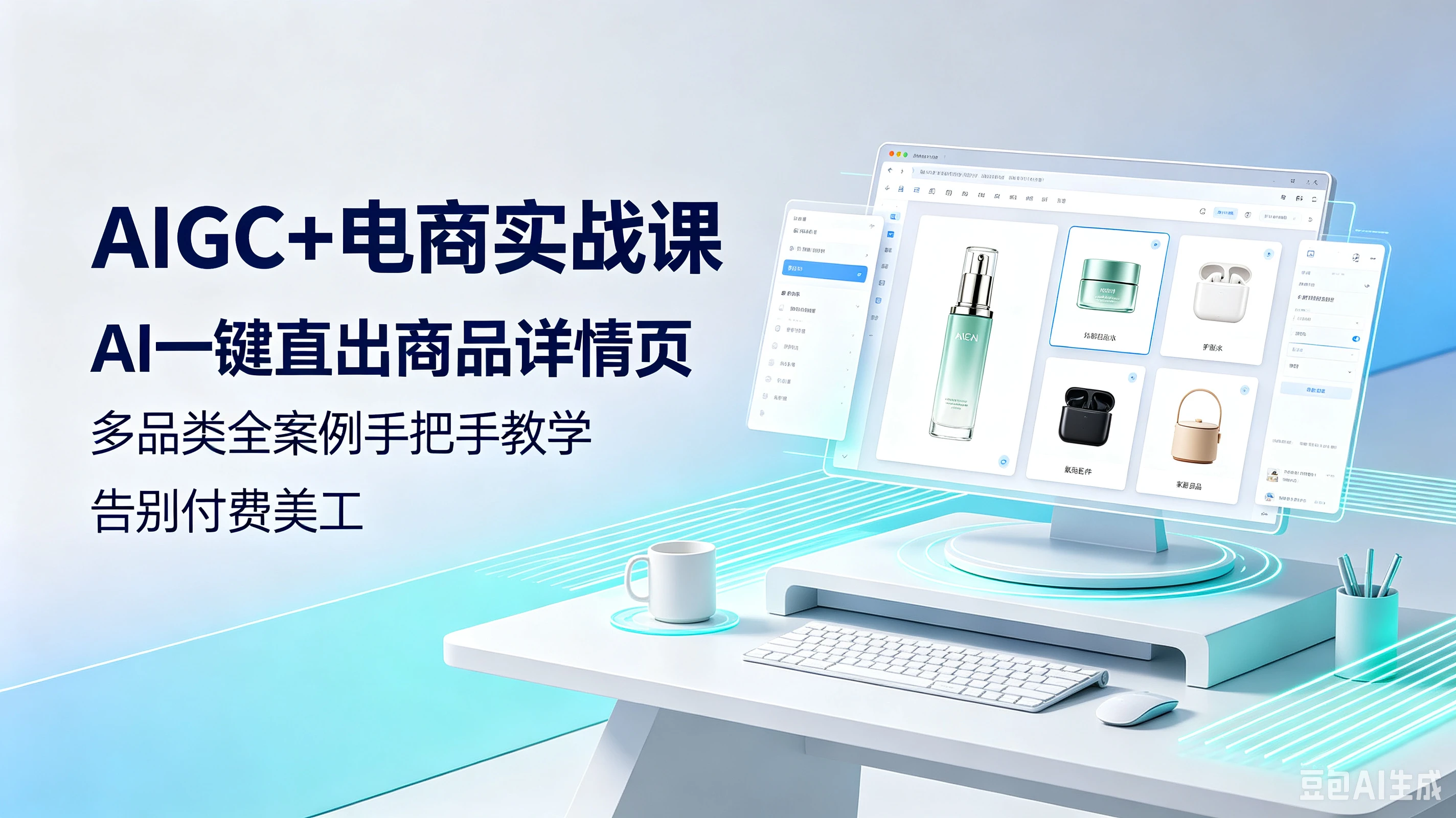 【精】AIGC+电商实战课AI一键直出商品详情页,多品类全案例手把手教学告别付费美工-副业吧