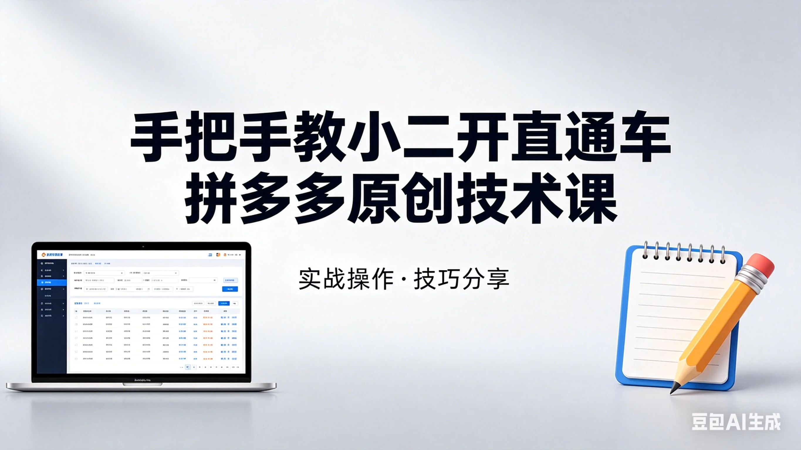 手把手教小二开直通车，拼多多原创技术课-副业吧