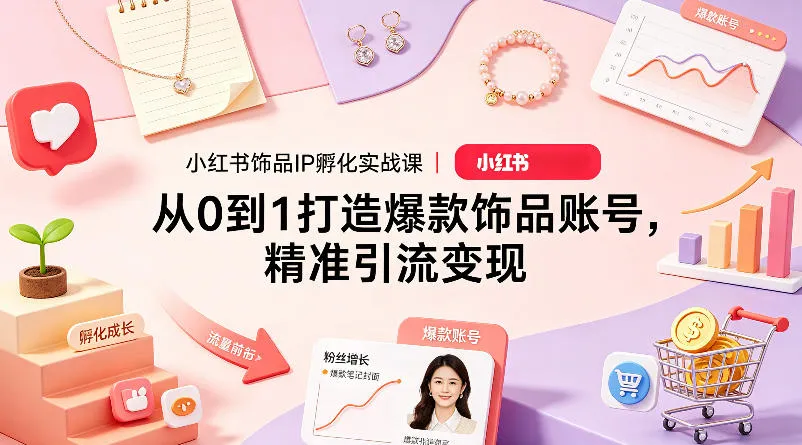 小红书饰品IP孵化实战课｜从0到1打造爆款饰品账号，精准引流变现-副业吧