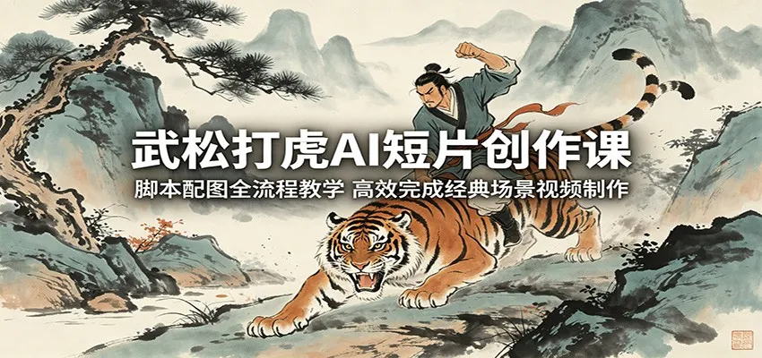 武松打虎AI短片创作课:脚本配图全流程教学,高效完成经典场景视频制作-副业吧