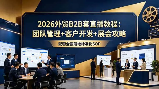 (18994期)2026外贸B2B套直播教程:团队管理+客户开发+展会攻略,配套全套落地标准化SOP-副业吧