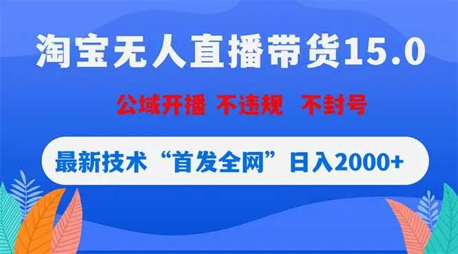 (18562期)淘宝无人直播带货15.0,不封号,不违规,公域玩法,首发全网日入2000+-副业吧