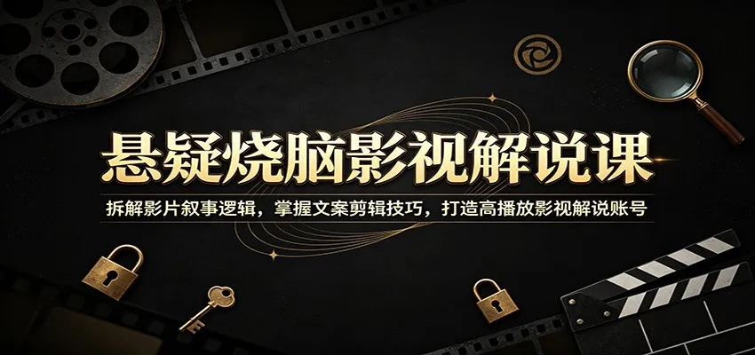 悬疑烧脑影视解说课：拆解影片叙事逻辑，掌握文案剪辑技巧，打造高播放影视解说账号-副业吧
