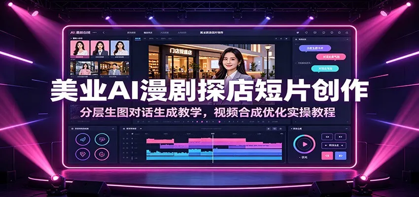 美业AI漫剧探店短片创作：分层生图对话生成教学，视频合成优化实操教程-副业吧