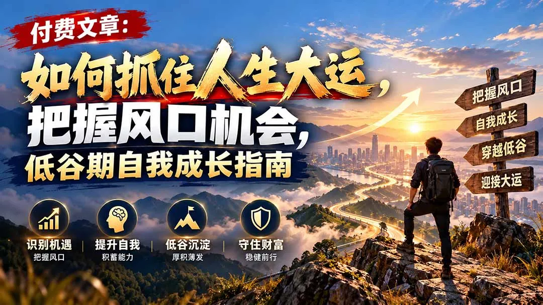付费文章:如何抓住人生大运,把握风口机会,低谷期自我成长指南-副业吧