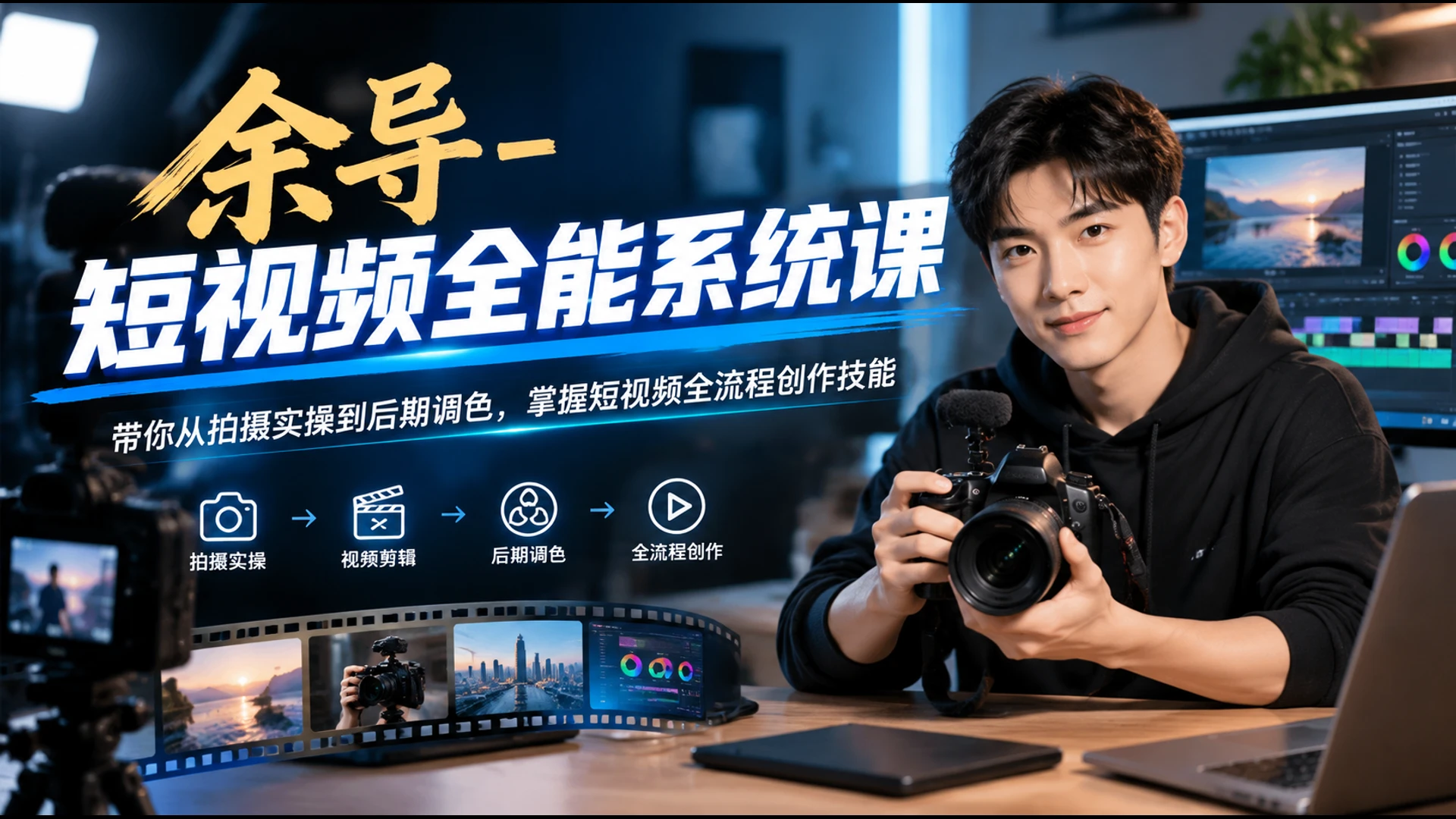 【精】余导 - 短视频全能系统课,带你从拍摄实操到后期调色,掌握短视频全流程创作技能-副业吧