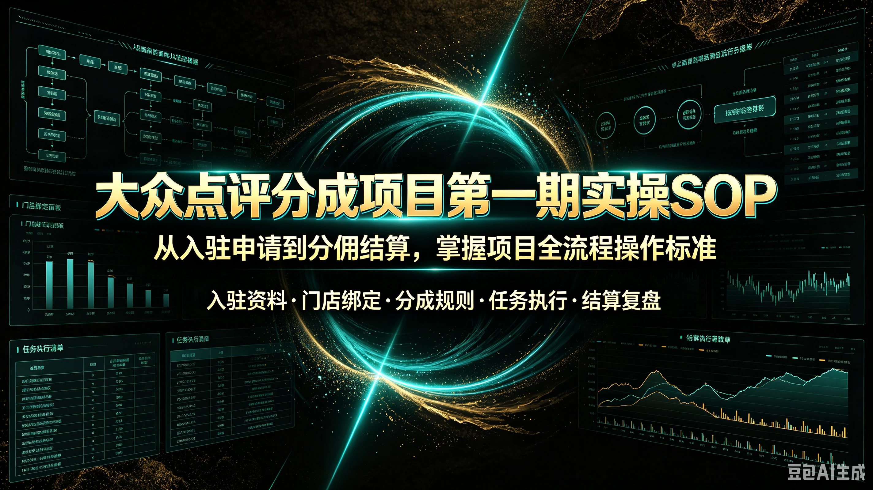 【精】大众点评分成项目第一期实操SOP，从入驻申请到分佣结算，掌握项目全流程操作标准，入驻资料、门店绑定、分成规则、任务执行、结算复盘-副业吧