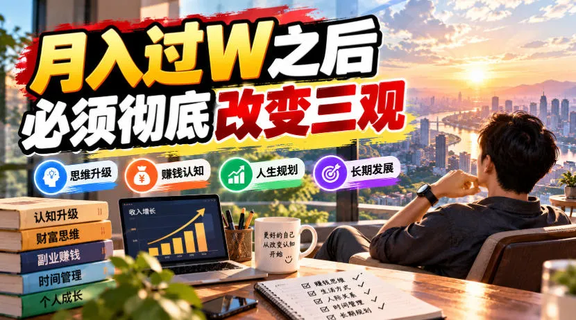 某公众号付费文章：月入过W之后，必须彻底改变三观-副业吧