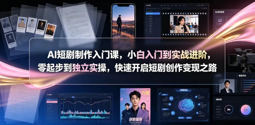 AI短剧制作入门课,小白入门到实战进阶,零起步到独立实操,快速开启短剧创作变现之路-副业吧