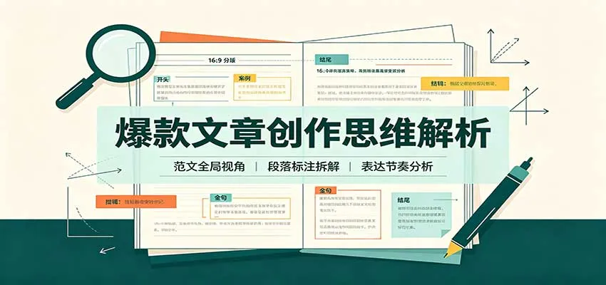 爆款文章创作思维解析：全局视角拆解范文，梳理行文逻辑，搭配真实拆文实操案例-副业吧