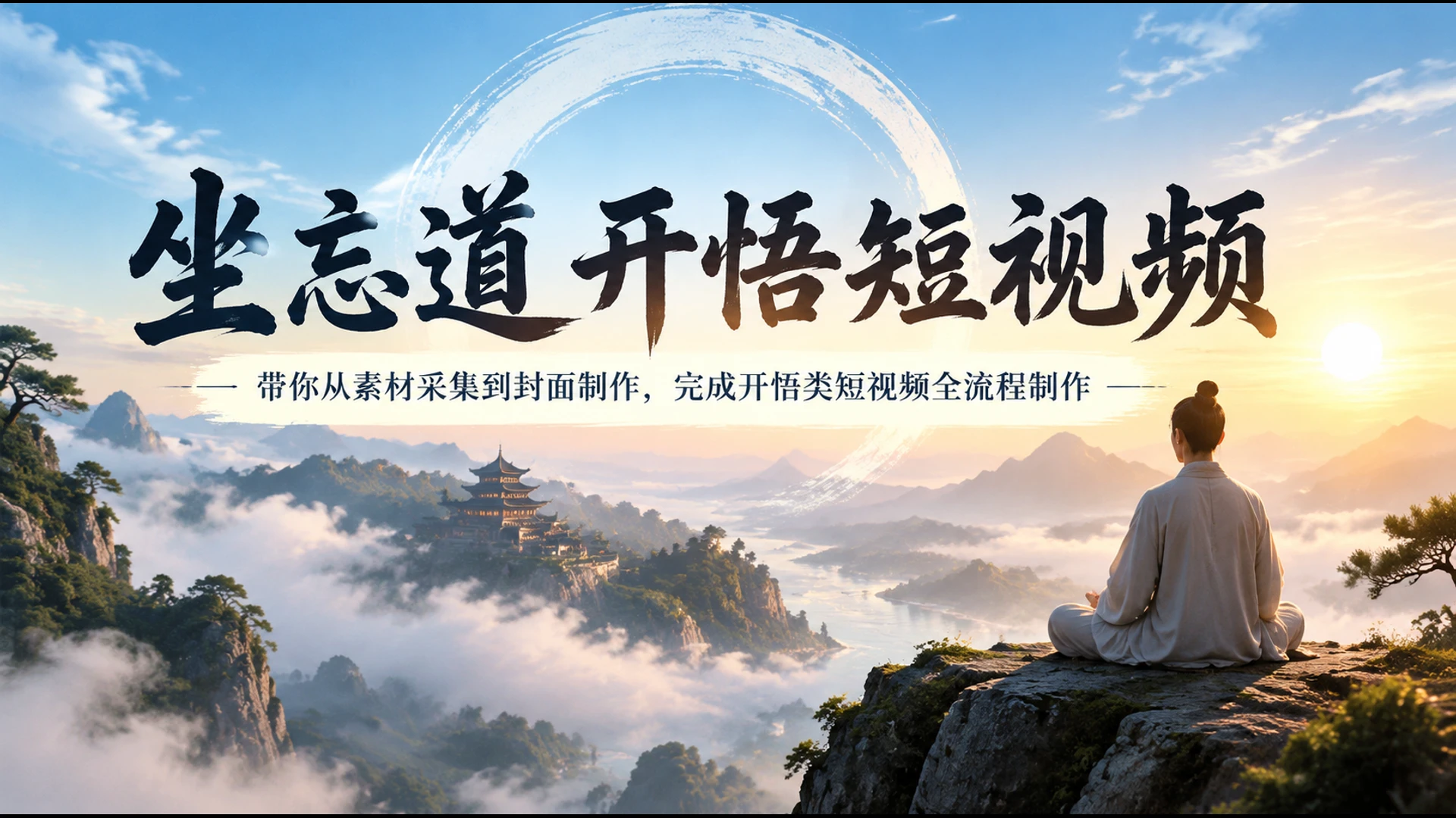 【精】坐忘道开悟短视频，带你从素材采集到封面制作，完成开悟类短视频全流程制作-副业吧