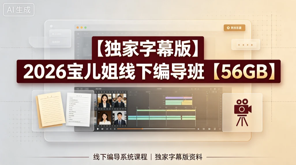 【精】2026宝儿姐线下编导班,线下编导系统课程,独家字幕版资料-副业吧