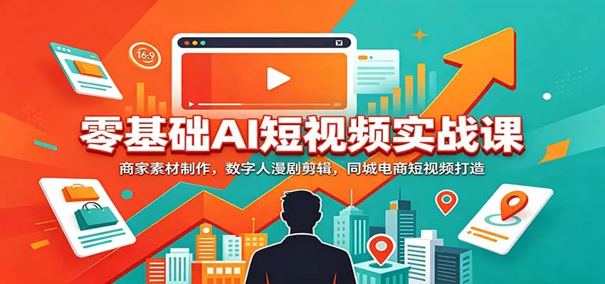 零基础AI短视频实战课：商家素材制作，数字人漫剧剪辑，同城电商短视频打造-副业吧