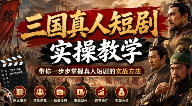 三国真人短剧实操教学,带你一步步掌握真人短剧的实战方法-副业吧