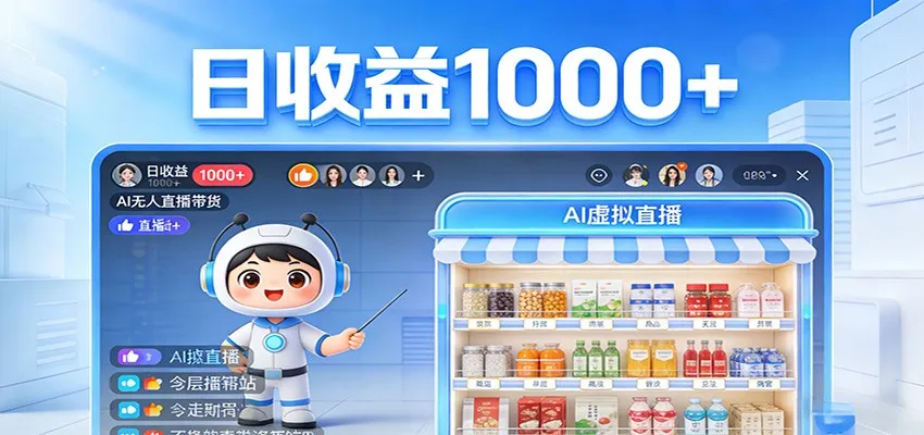不用露脸不用说话，24小时自动卖货赚钱，全天自动直播，收益看得见-副业吧