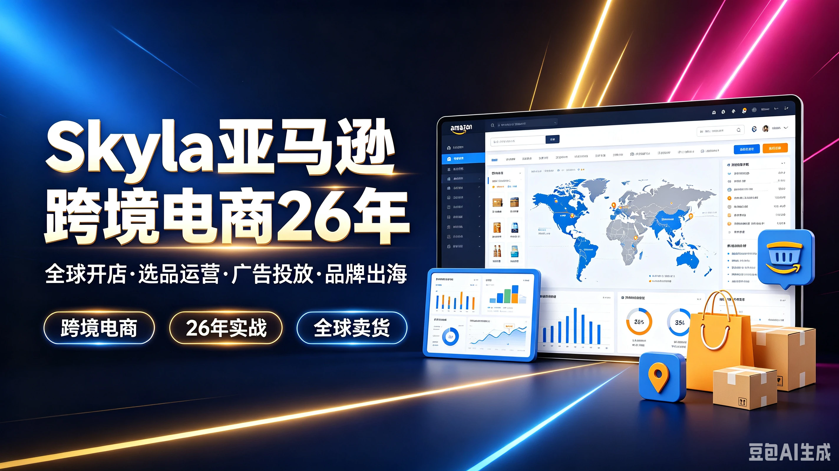 【精】Skyla亚马逊跨境电商26年,全球开店·选品运营·广告投放·品牌出海,跨境电商、26年实战、全球卖货-副业吧