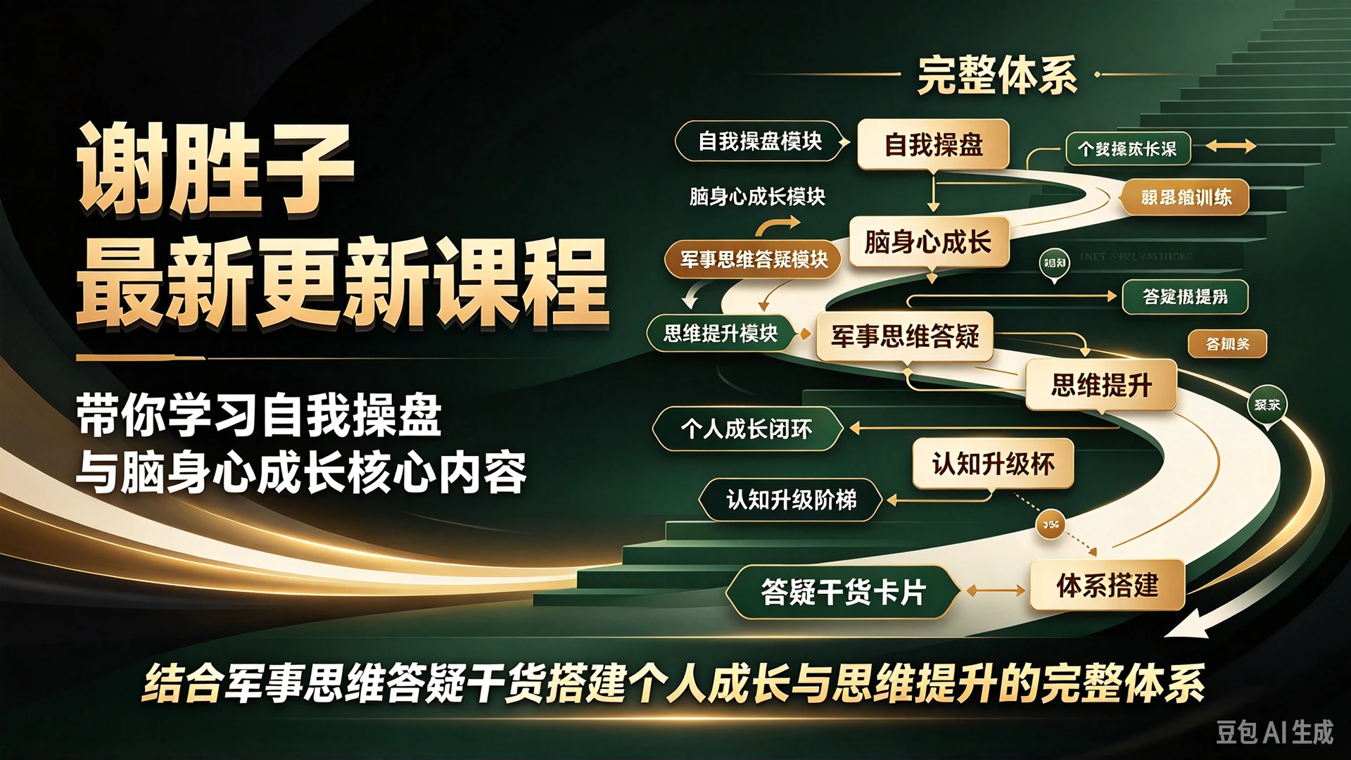 【精】谢胜子最新更新课程,带你学习自我操盘与脑身心成长核心内容,结合军事思维答疑干货搭建个人成长与思维提升的完整体系-副业吧