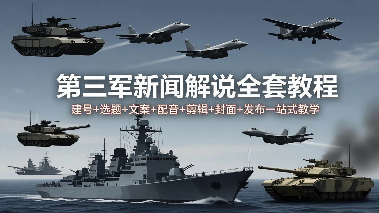 （18081期）第三军迷新闻解说全套教程：建号+选题+文案+配音+剪辑+封面+发布一站式教学-副业吧
