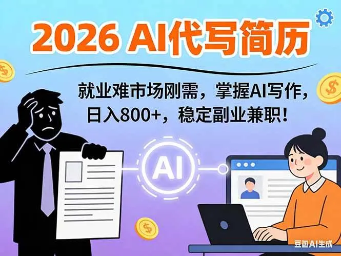 （17119期）AI代写简历，超暴利，用万能模板月入1-3万实战教程，2026年市场刚需！-副业吧