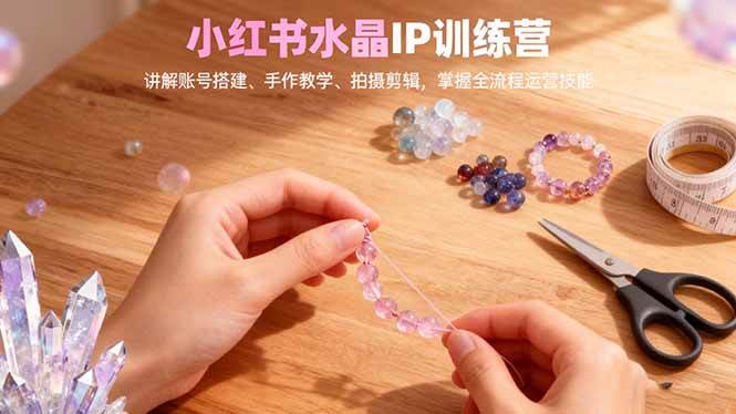 （16475期）小红书水晶IP训练营，讲解账号搭建、手作教学、拍摄剪辑，全流程运营技能-副业吧