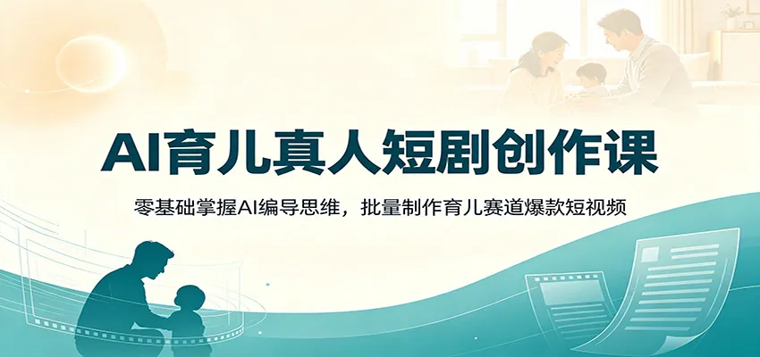 AI育儿真人短剧创作课:零基础掌握AI编导思维,批量制作育儿赛道爆款短视频-副业吧