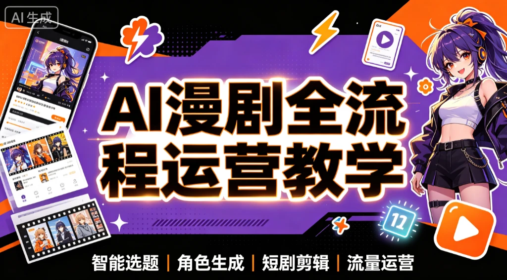 【精】AI漫剧全流程运营教学,从选题策划到账号增长,AI漫剧实战训练-副业吧