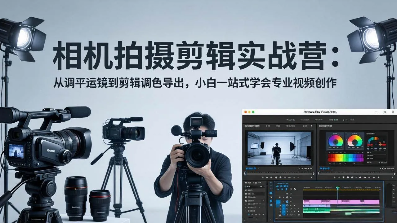 （18002期）相机拍摄剪辑实战营：从调平运镜到剪辑调色导出，小白一站式学会专业视频创作-副业吧