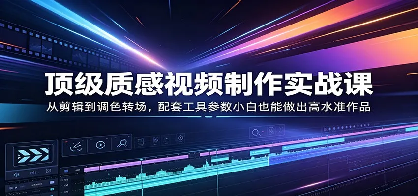 顶级质感视频制作实战课：从剪辑到调色转场，配套工具参数小白也能做出高水准作品-副业吧