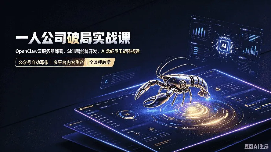 一人公司破局实战课|OpenClaw云服务器部署、Skill智能体开发、AI龙虾员工矩阵搭建,公众号自动写作与多平台内容…-副业吧