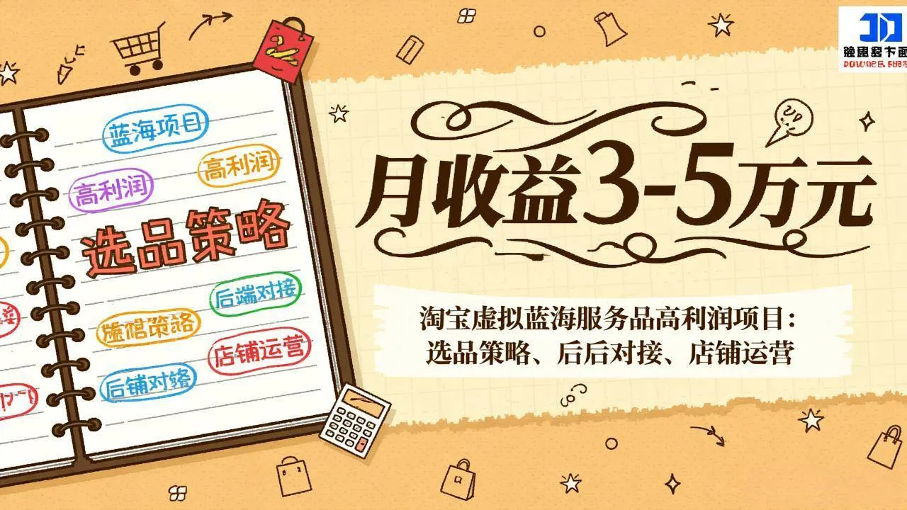 （17283期）淘宝虚拟蓝海服务品高利润项目：选品策略、后端对接、店铺运营，月收益可达3-5万元-副业吧