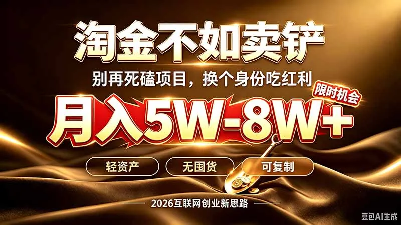 别再傻乎乎埋头跑项目!互联网真正赚钱逻辑:做卖铲人,拒绝当韭菜,逆风翻盘月入5-8W+-副业吧