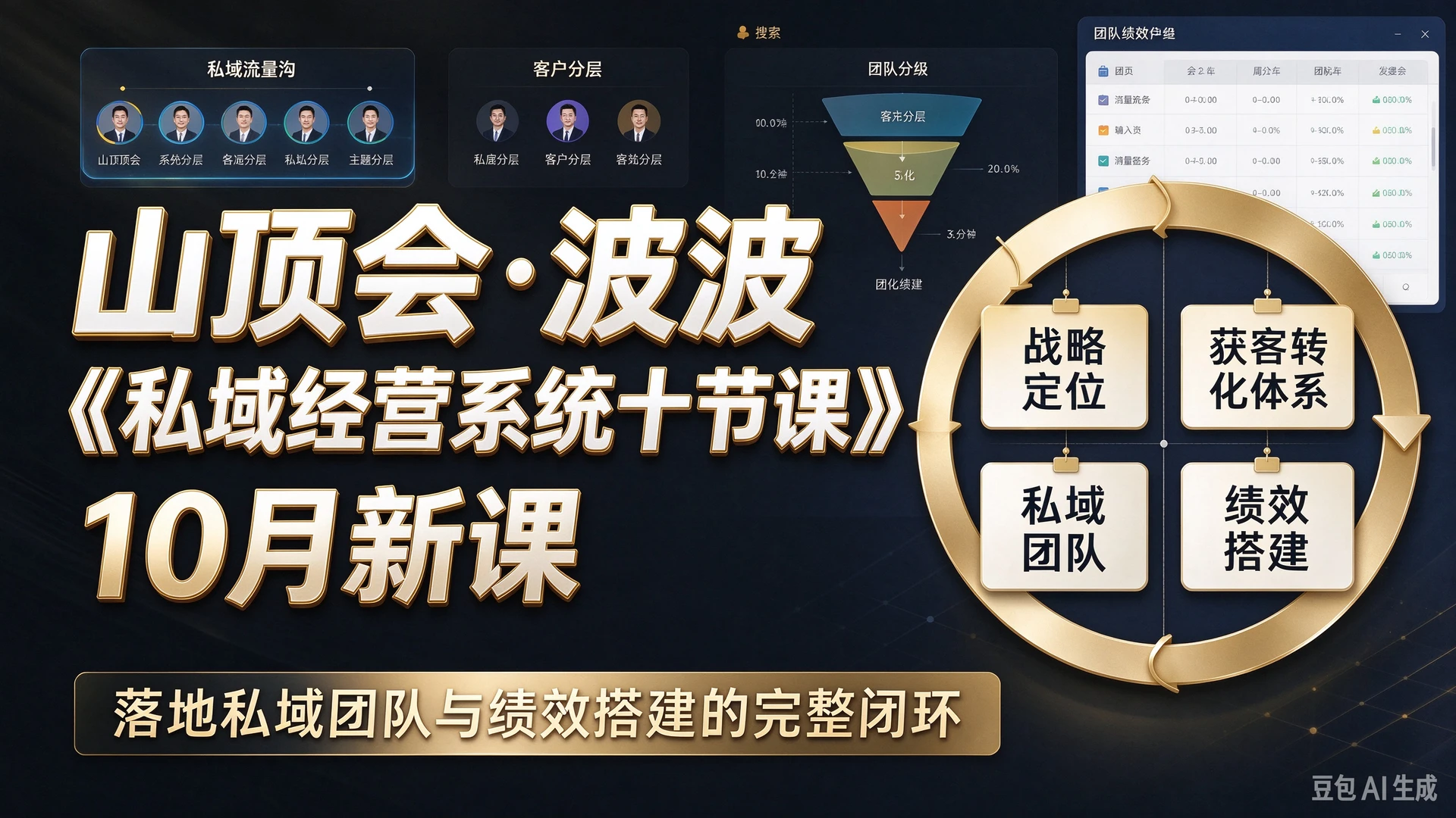 山顶会・波波《私域经营系统十节课》10月新课,带你搭建战略定位与获客转化体系,落地私域团队与绩效搭建的完整闭环-副业吧