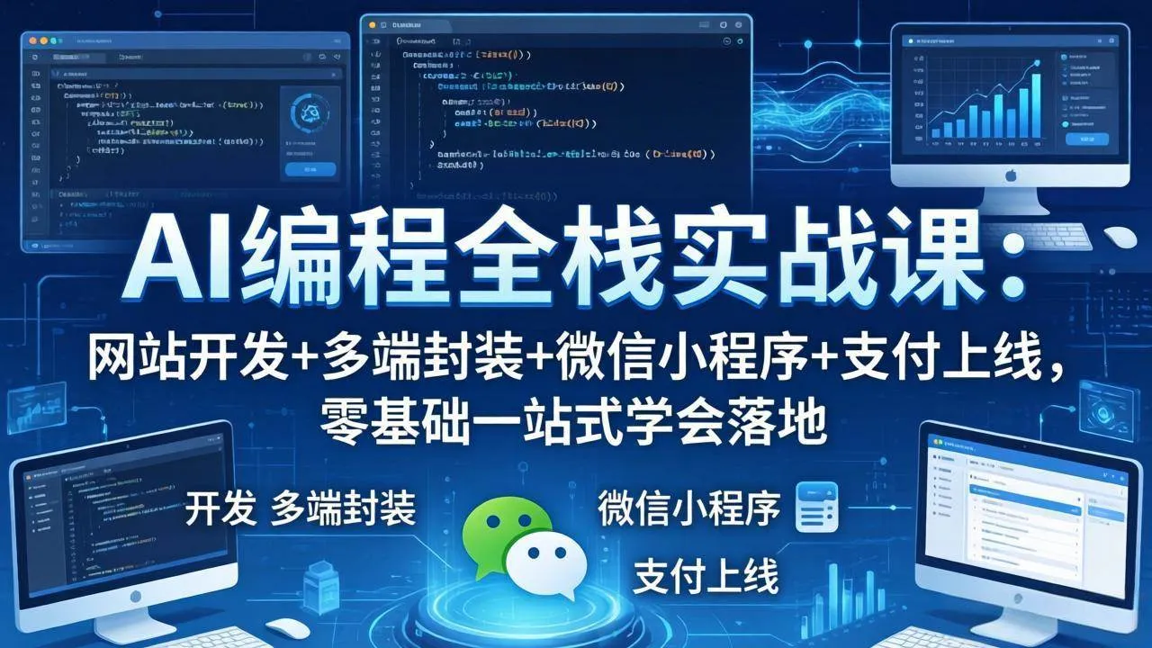 （18049期）AI编程全栈实战课：网站开发+多端封装+微信小程序+支付上线，零基础一站式学会落地-副业吧