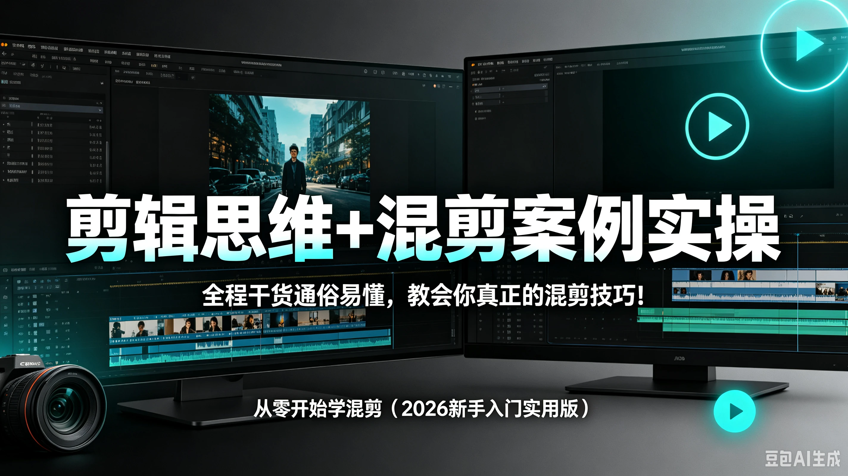 【精】剪辑思维+混剪案例实操,全程干货通俗易懂,教会你真正的混剪技巧!从零开始学混剪(2026新手入门实用版)-副业吧